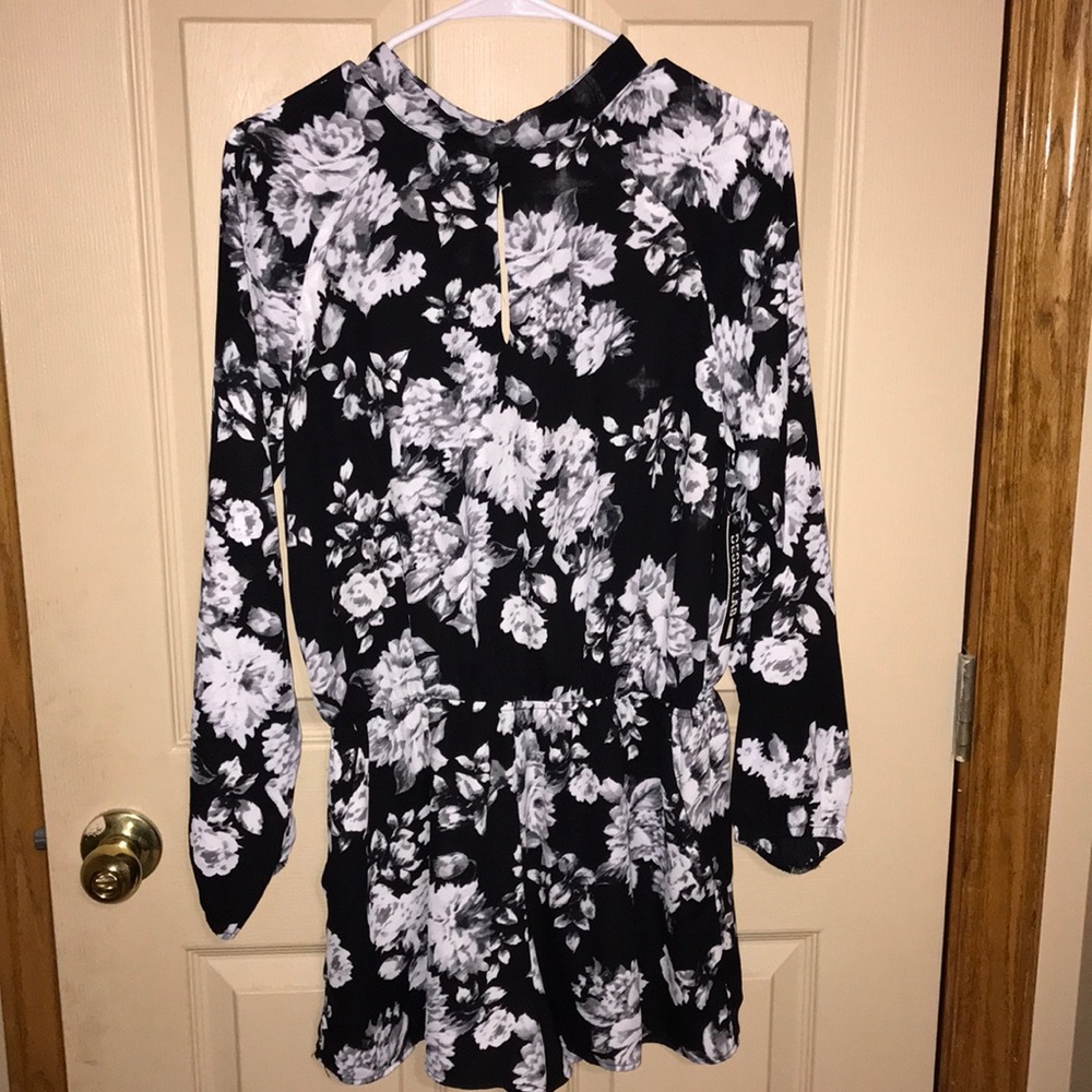 Black floral romper